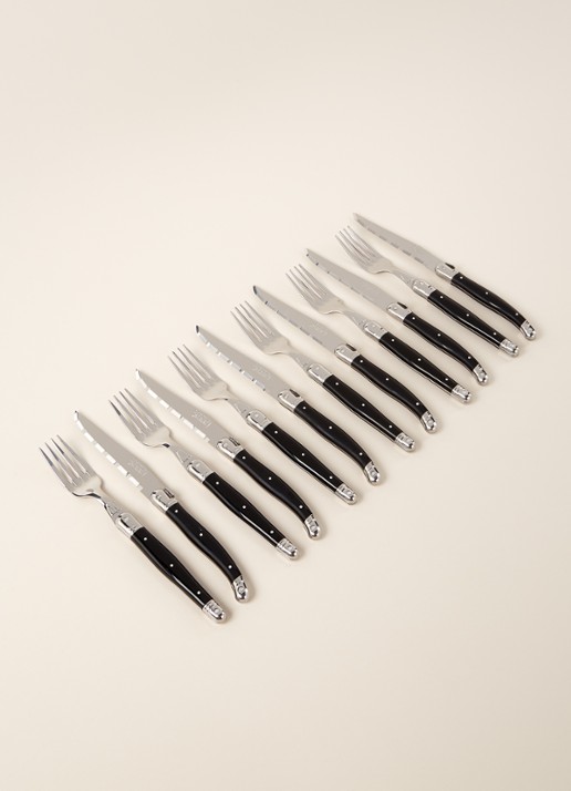 Laguiole Jean Dubost Steakbestekset 12-delig  - voorkant 2 zwart