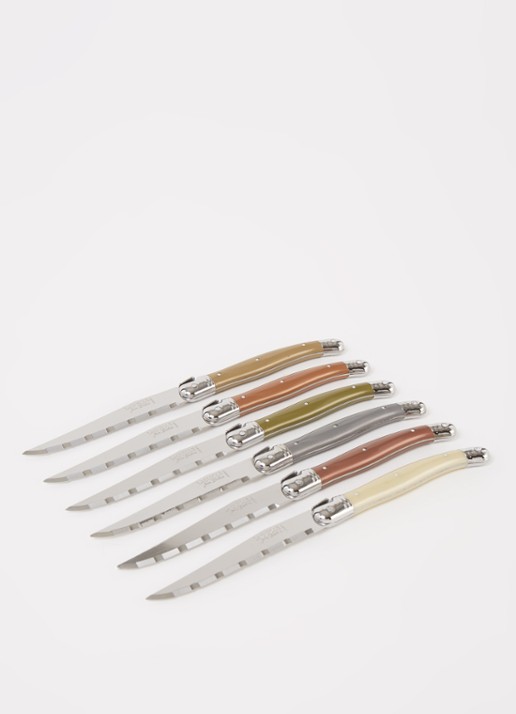 Laguiole Jean Dubost Steakmes set van 6 - voorkant 2 lichtbruin