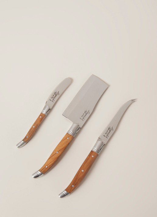 Laguiole Style de Vie Luxury Line kaasmes set van 3 - voorkant 2 bruin
