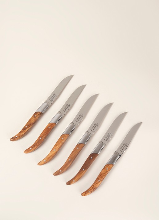 Laguiole Style de Vie Luxury Line steakmes set van 6 - voorkant 2 bruin