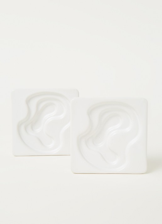 Laguiole Style de Vie Serveerschaal voor olijfolie 9 cm set van 2 - voorkant 2 wit