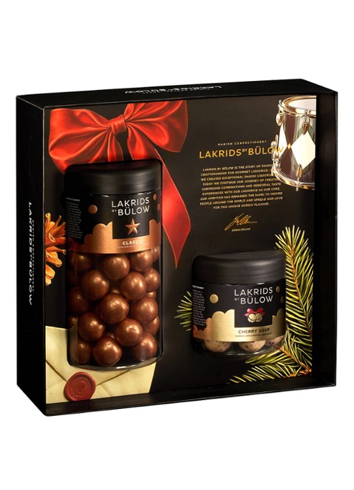 Lakrids by Bülow Classic & Cherry drop met chocolade in geschenkverpakking 385 gram