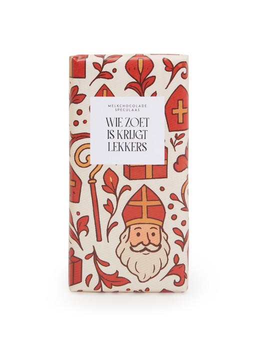 Lambertz & Visser Sinterklaas Speculaas chocoladereep 100 gram  - voorkant rood