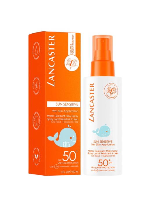 Lancaster Sun Sensitive Kids Water Resistant Milky Spray SPF 50 - kids zonnebrandspray - voorkant 2 undefined
