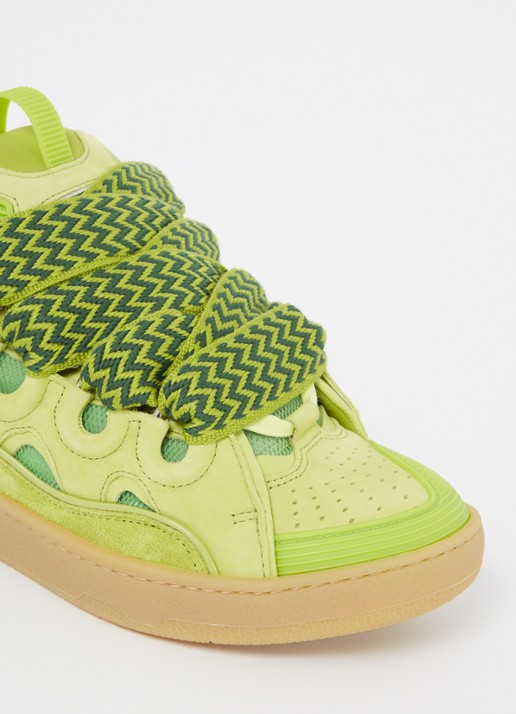 Lanvin Curb sneaker van kalfsleer met suède details  - detail 4 lime