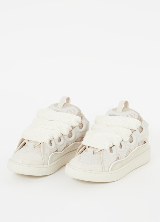 Lanvin Curb sneaker van kalfsleer met suède details - detail 4 beige