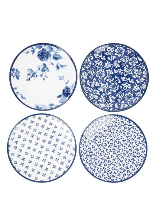 Laura Ashley Gebaksbordje 12 cm set van 4 - voorkant royalblauw