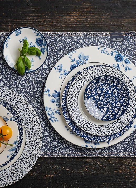 Laura Ashley Gebaksbordje 12 cm set van 4 - voorkant 2 royalblauw
