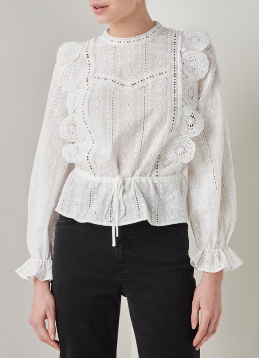 Laviane top van katoen met broderie - detail 4 wit