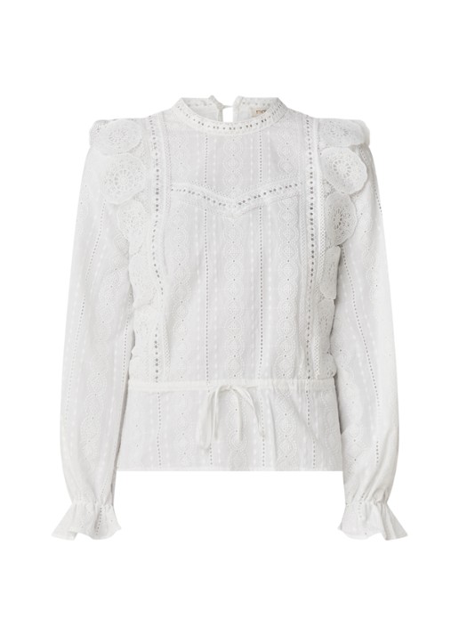 Laviane top van katoen met broderie - voorkant 2 wit