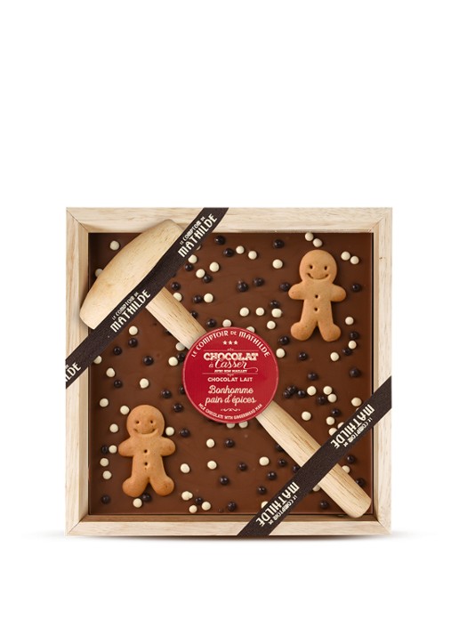 Le Comptoir de Mathilde Chocoladetablet met hamer in houten kistje 350 gram