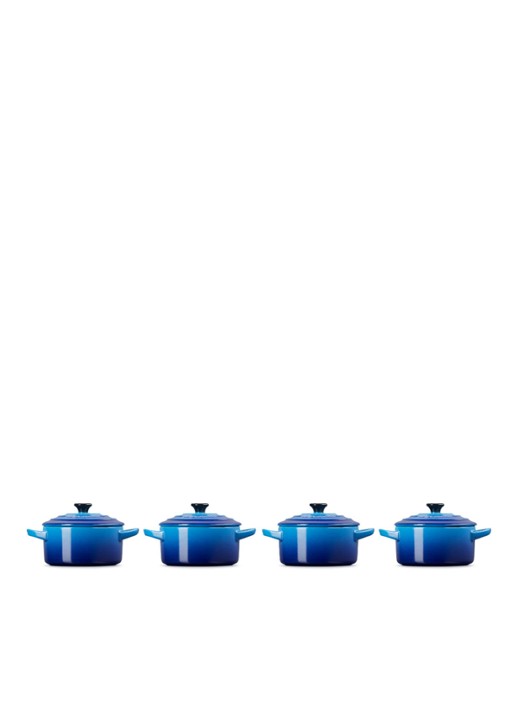 Le Creuset Braadpan ø 10 cm set van 4 - achterkant 6 azure / blauw