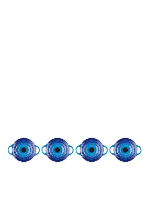 Le Creuset Braadpan ø 10 cm set van 4 - detail azure / blauw