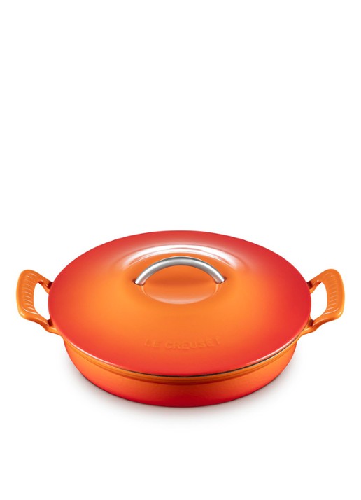 Le Creuset Campagnard Modern Heritage braadpan 28 cm - detail oranjerood