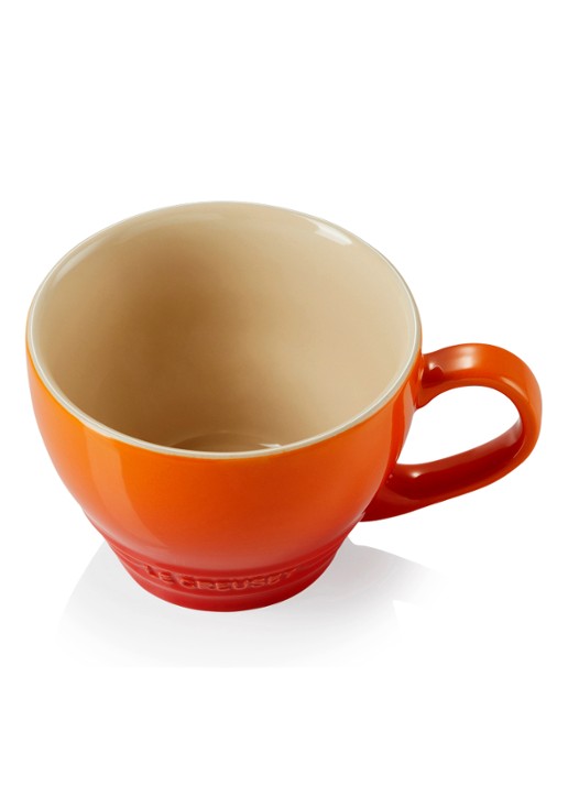 Le Creuset Cappuccino mok 40 cl - detail oranjerood / oranje