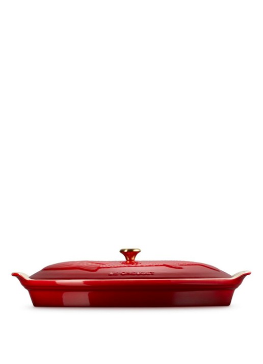Le Creuset Heritage ovenschaal 41 cm - achterkant 4 donkerrood