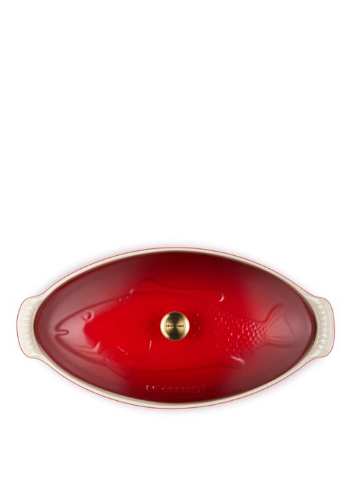 Le Creuset Heritage ovenschaal 41 cm - detail donkerrood