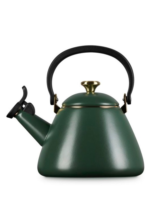 Le Creuset Kone Forêt fluitketel 1,6 liter - detail donkergroen