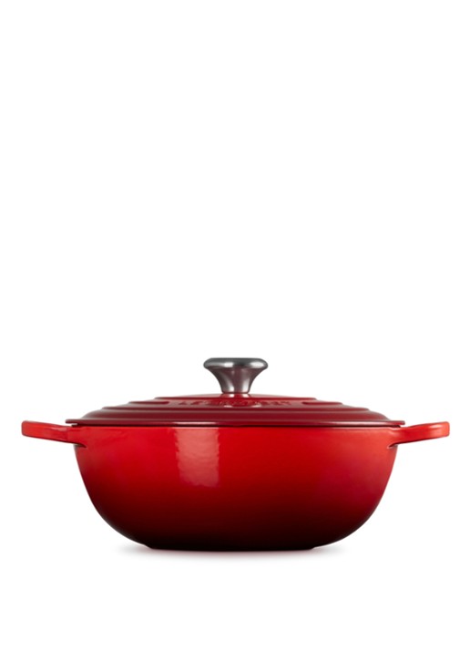 Le Creuset Marmite Signature soeppan Ø30 cm - achterkant 5 donkerrood