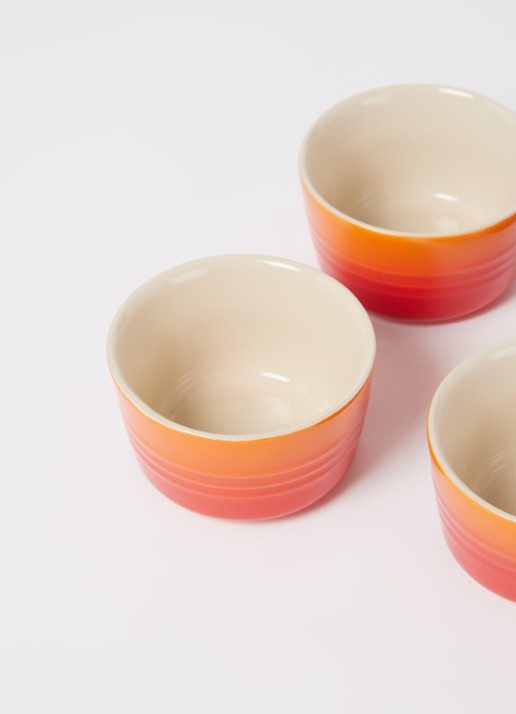 Le Creuset Mini ramekin 7,2 cm set van 4 - detail oranjerood / oranje