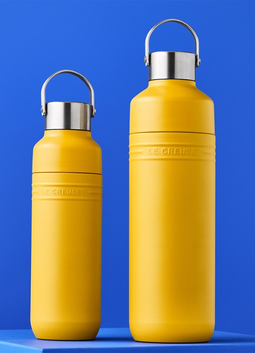 Le Creuset On The Go waterfles 1 liter - voorkant 7 geel