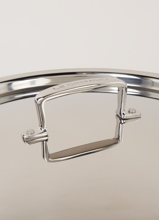 Le Creuset Pannendeksel 28 cm  - detail zilver