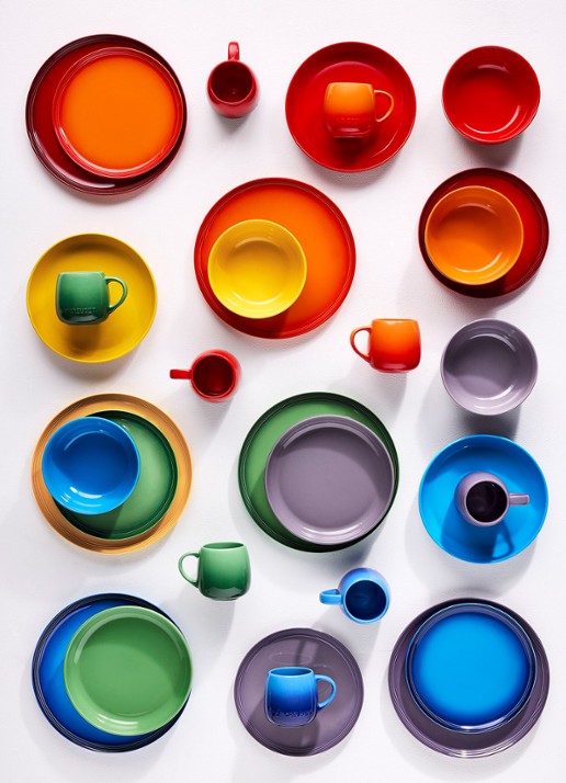 Le Creuset Rainbow dinerbord 27 cm set van 6 - achterkant 3 rood