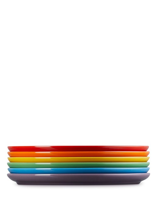 Le Creuset Rainbow dinerbord 27 cm set van 6 - detail rood