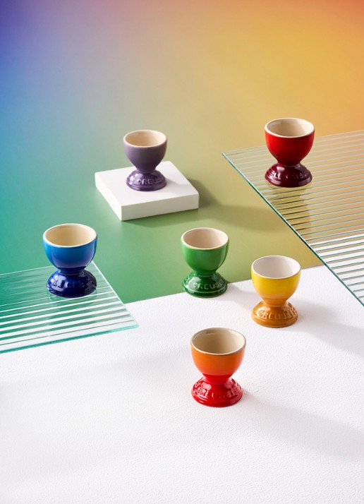 Le Creuset Rainbow eierdop 5,9 cm set van 6 - voorkant 4 rood