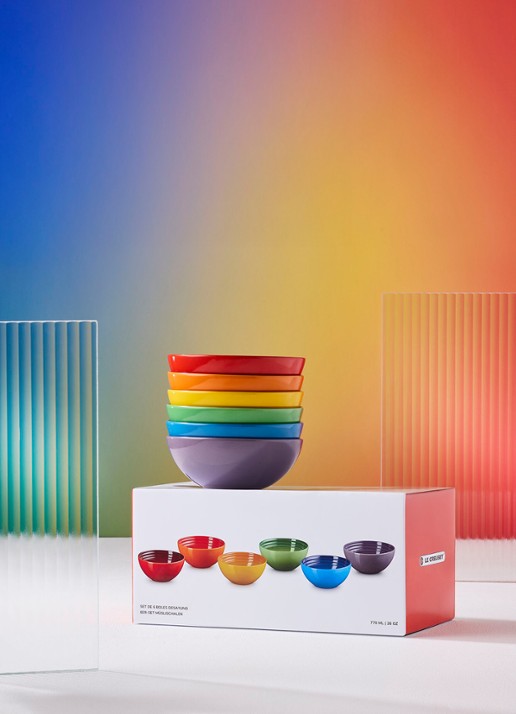 Le Creuset Rainbow kom 16,2 cm set van 6 - voorkant 4 rood