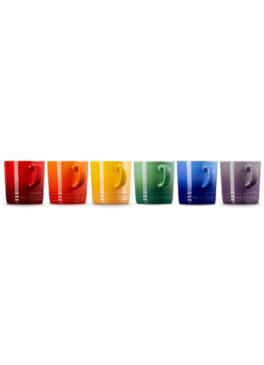 Le Creuset Rainbow mok 35 cl set van 6 - detail rood