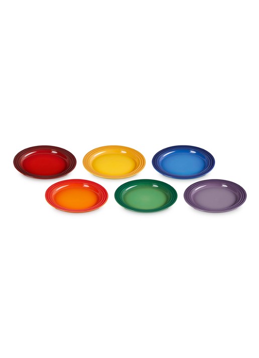 Le Creuset Rainbow ontbijtbord 21,8 cm set van 6