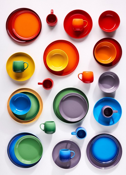 Le Creuset Rainbow ontbijtbord 22 cm set van 6 - achterkant 5 rood