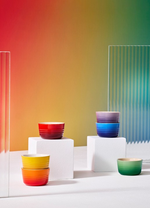 Le Creuset Rainbow ramekin 10 cl set van 6 - voorkant 3 rood