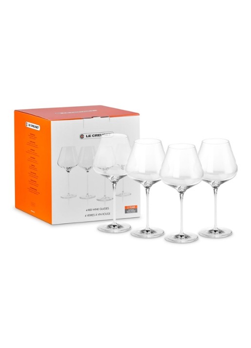 Le Creuset Rode wijnglas set van 4 - voorkant 4 transparant