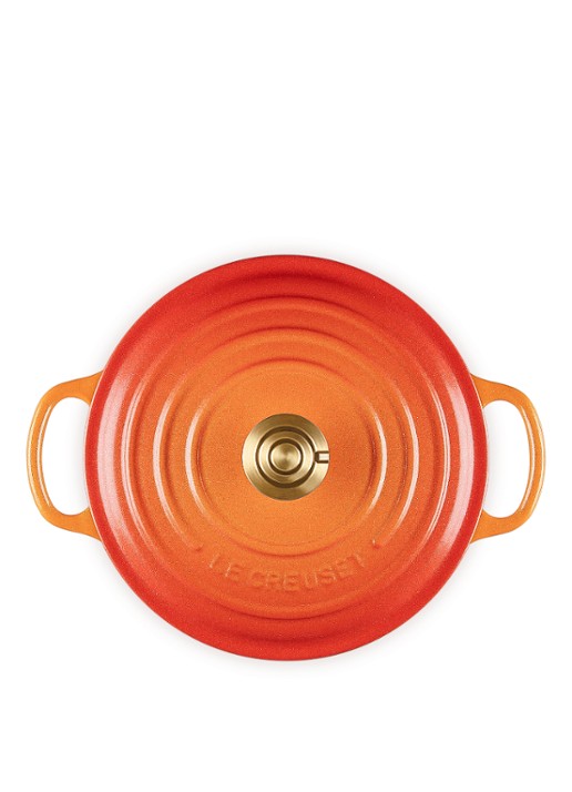 Le Creuset Signature braad-/stoofpan Ø20 cm - detail flamme dorée / oranje