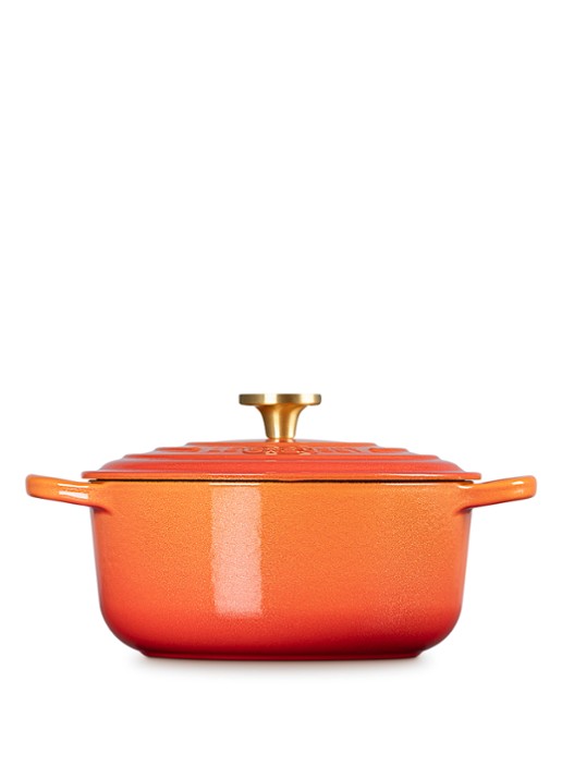 Le Creuset Signature braad-/stoofpan Ø24 cm - detail flamme dorée / oranje