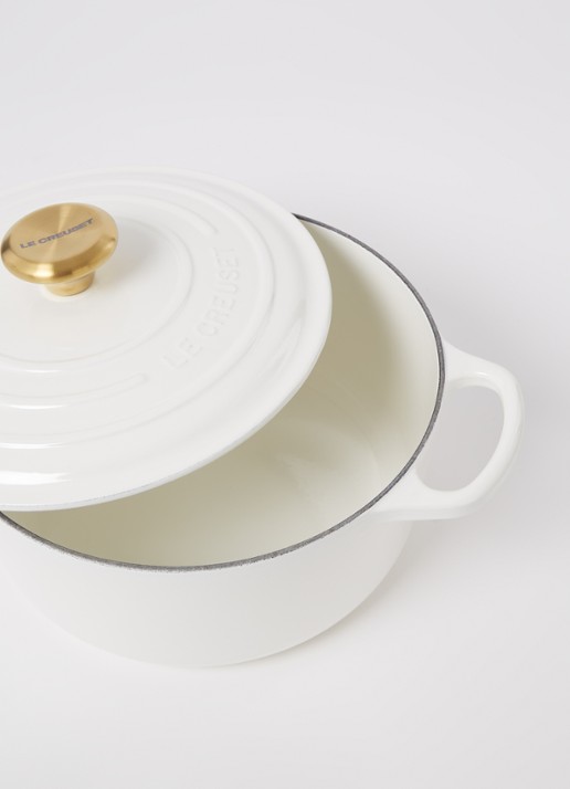 Le Creuset Signature braad-/stoofpan Ø24 cm - voorkant 2 white / wit