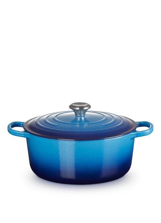 Le Creuset Signature braadpan 28 cm  - voorkant 7 azure / blauw