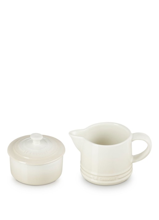 Le Creuset Signature melk- en suikerset  - voorkant 2 meringue / beige