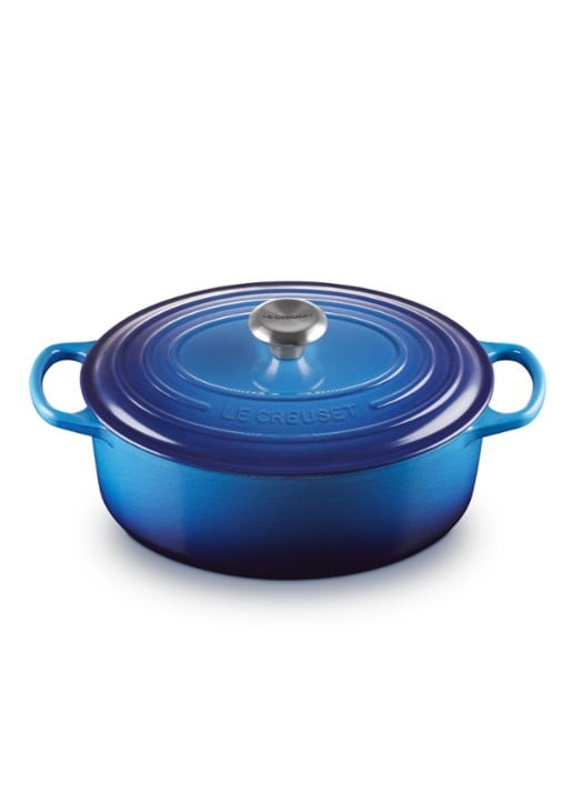 Le Creuset Signature ovale braadpan 29 cm - voorkant 2 azure / blauw
