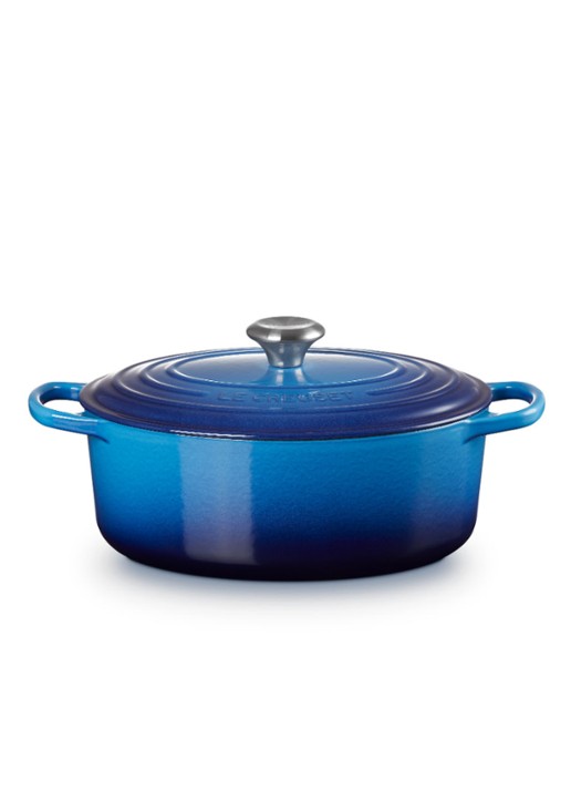 Le Creuset Signature ovale braadpan 29 cm - voorkant 3 azure / blauw