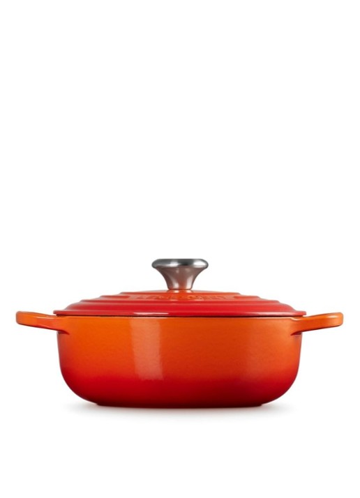 Le Creuset Signature sauteuse 24 cm - achterkant 3 oranjerood