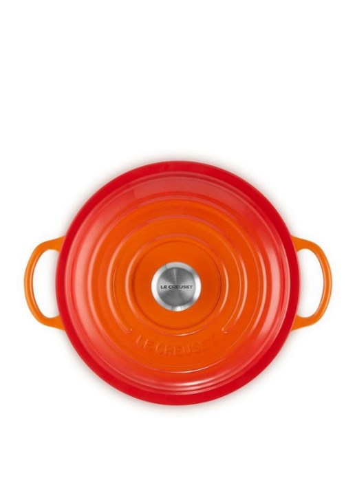 Le Creuset Signature stoofpan 22 cm - detail oranjerood