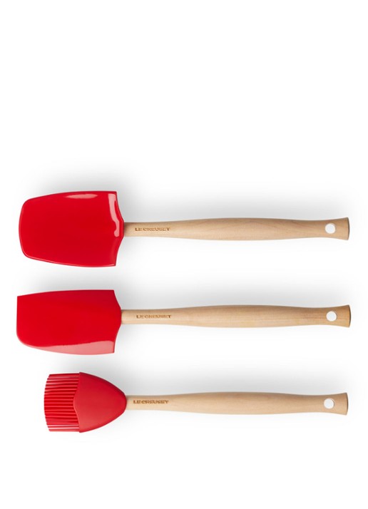 Le Creuset Spatels Premium set van 3  - achterkant kersenrood / rood