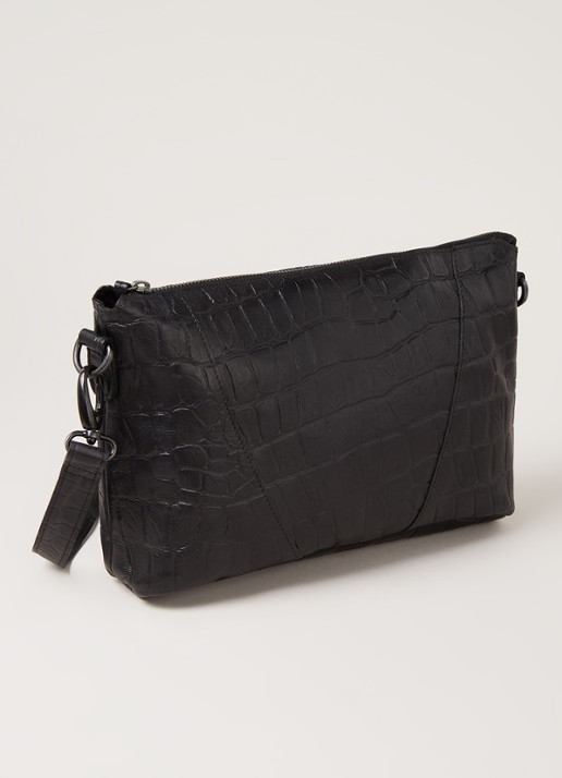 Legend Badia crossbodytas van leer met crocostructuur - detail 3 zwart