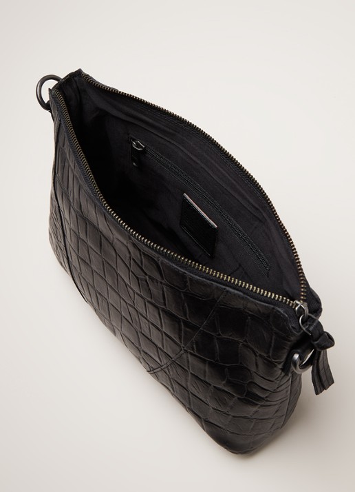 Legend Badia crossbodytas van leer met crocostructuur - detail 4 zwart