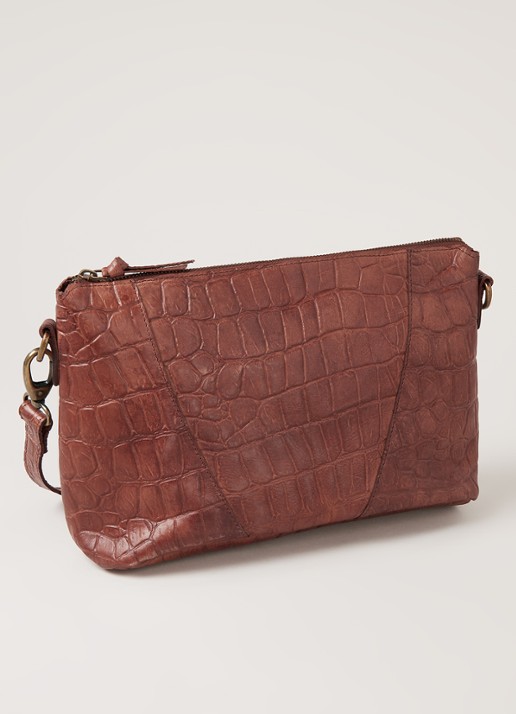 Legend Badia crossbodytas van leer met crocostructuur - detail 3 cognac