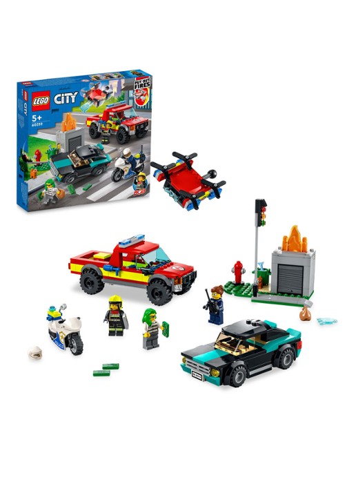 LEGO Brandweer & Politie Achtervolging bouwspeelgoed - 60319 - detail multicolor