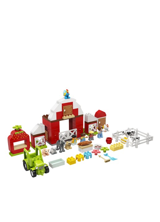 LEGO DUPLO Schuur, tractor & boerderijdieren verzorgen - 10952 - voorkant 2 steenrood